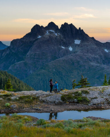 David's proposal at the summit of 5040, in front of Triple Peak