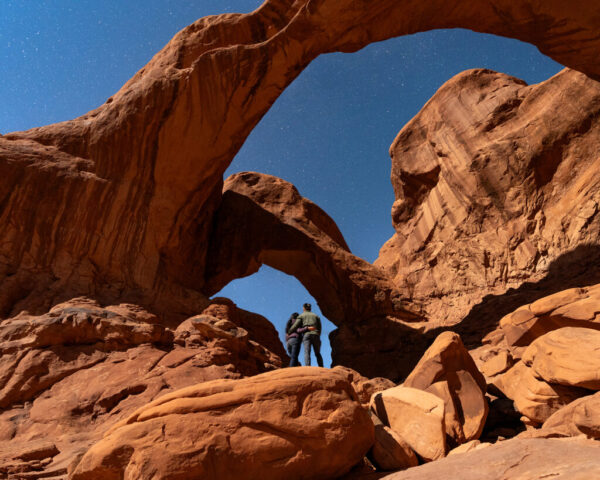 Stargazing under Double Arch, in Arches NP