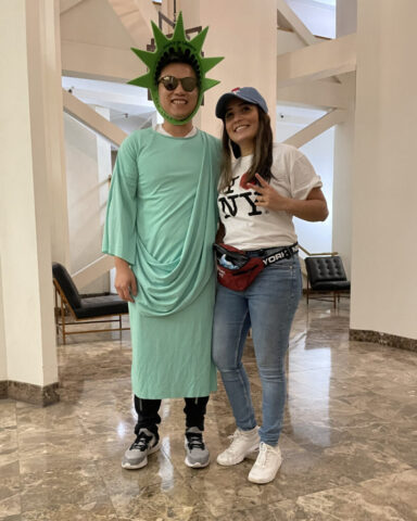 Halloween as the iconic NYC duo - Statue of Liberty and Tourist